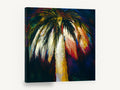Midnight Palm Glow, colourful palm tree night painting, landscape canvas wall art print ready to hang