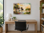 Golden Palm Lagoon coastal canvas print on the wall of a study