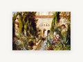 Courtyard Water Garden, floral canvas wall art print, front view