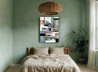 Bon Voyage Collage vintage canvas print on the wall of a bedroom
