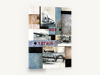 Bon Voyage Collage, vintage bon voyage travel collage, stretched canvas wall art print ready to hang