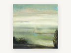 Valley Mist Green, misty green valley landscape painting, landscape canvas wall art print, front view