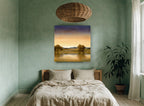 Amber Dusk Waterline landscape canvas print on the wall of a bedroom