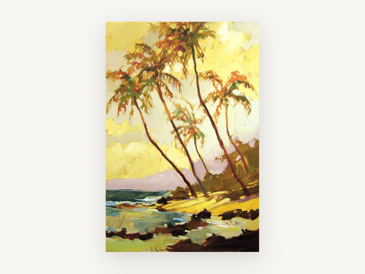Golden Palm Shore, coastal canvas wall art print, front view