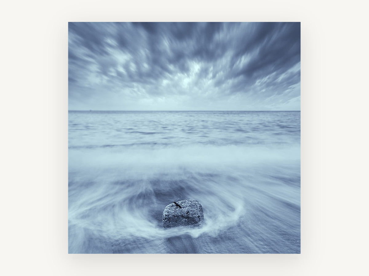 Stone in the Swirl, coastal canvas wall art print, front view