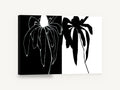 Flower Positive Negative, black and white coneflower silhouette diptych, floral canvas wall art print ready to hang