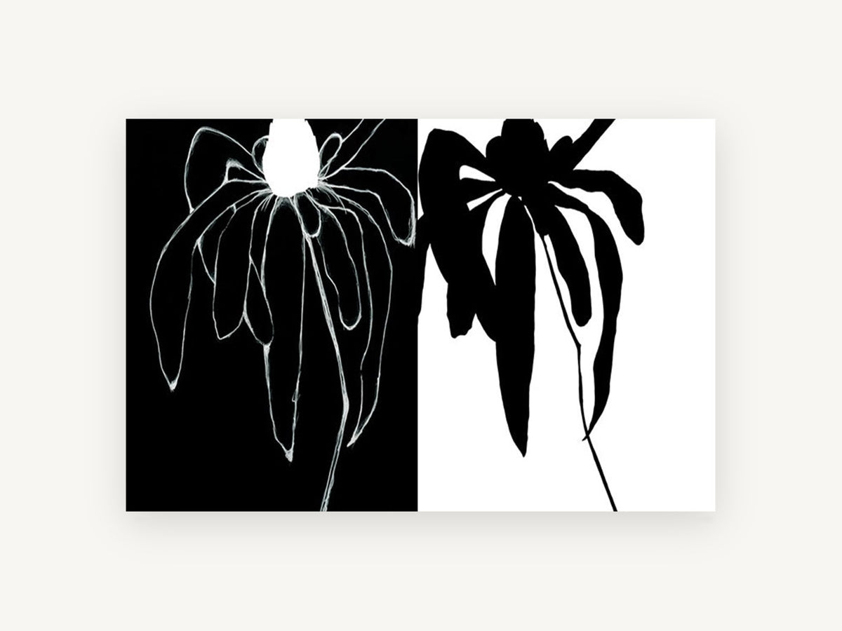 Flower Positive Negative, floral canvas wall art print, front view
