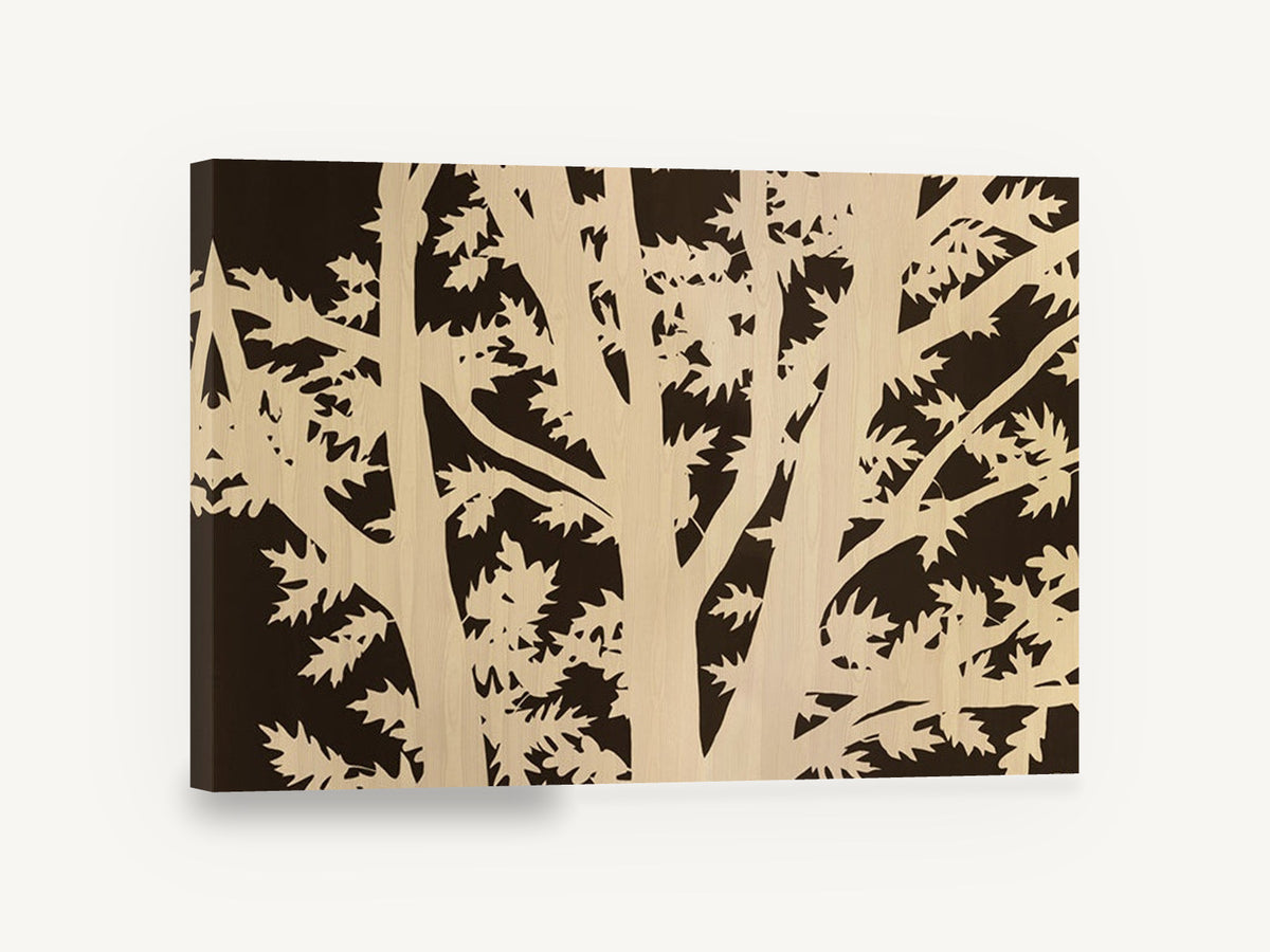 Oak Branch Silhouette, oak tree branch silhouette botanical, floral canvas wall art print ready to hang