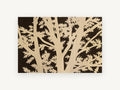 Oak Branch Silhouette, floral canvas wall art print, front view