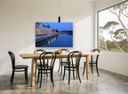 Seine Blue Hour city canvas print on the wall of a dining room
