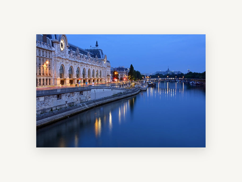 Seine Blue Hour, paris seine river at dusk photograph, city canvas wall art print, front view