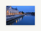 Seine Blue Hour, paris seine river at dusk photograph, city canvas wall art print, front view