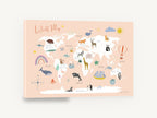 Peach Animal Explorer Map, peach animal world map illustration, kids canvas wall art print ready to hang