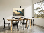 Blue Heron at Dusk landscape canvas print on the wall of a dining room