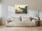 Blue Heron at Dusk landscape canvas print on the wall of a living room