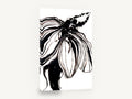 Inked Bloom in Black, black ink flower botanical illustration, floral canvas wall art print ready to hang