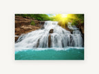 Sunlit Turquoise Cascade, coastal canvas wall art print, front view