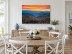 Ember Sky Ridgelines landscape canvas print on the wall of a Hamptons dining room