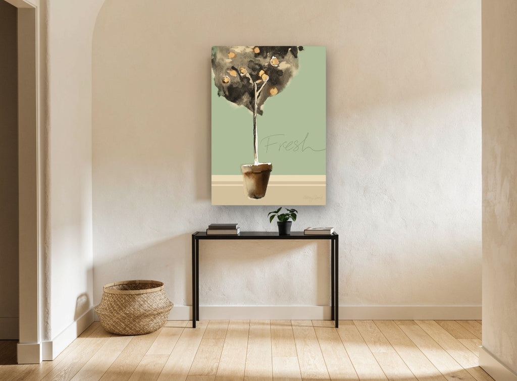 Potted Fruit Tree Fresh floral canvas print on the wall of a hallway