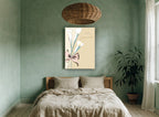 Calla Lilies and Pink Bow floral canvas print on the wall of a bedroom