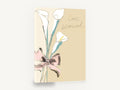 Calla Lilies and Pink Bow, calla lily bouquet pink bow illustration, floral canvas wall art print ready to hang