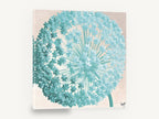 Teal Allium Burst, teal allium flower head painting, floral canvas wall art print ready to hang