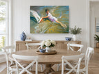 Girl Playing With Boat coastal canvas print on the wall of a Hamptons dining room