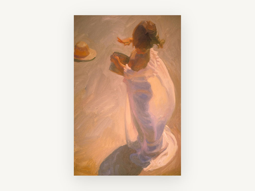 Sunlit Wrap on Sand, coastal canvas wall art print, front view
