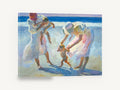 First Steps on the Sand, mothers and toddlers beach painting, coastal canvas wall art print ready to hang