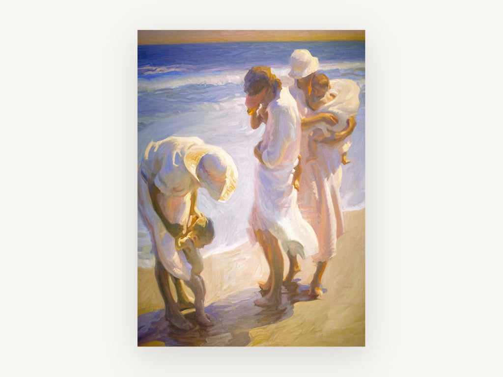 Women at the Water's Edge, coastal canvas wall art print, front view
