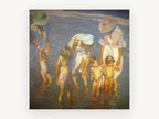 Sunlit Tide Pool Splash, coastal canvas wall art print, front view