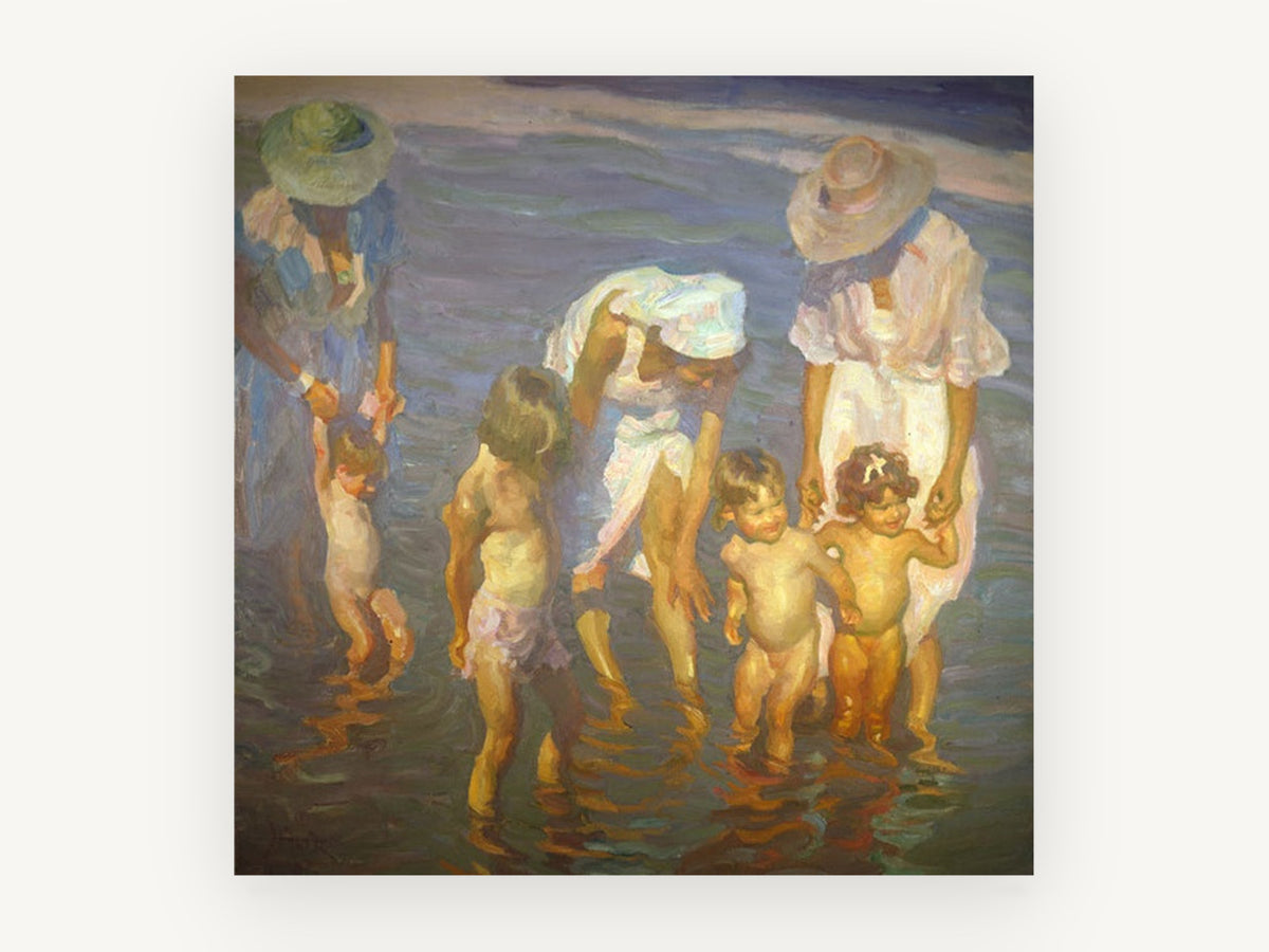 Sunlit Tide Pool Splash, coastal canvas wall art print, front view