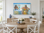 Champagne on the Sand coastal canvas print on the wall of a Hamptons dining room