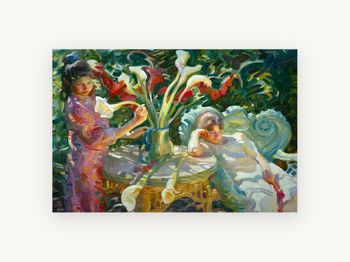Lilies in the Garden, floral canvas wall art print, front view