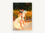 Sunlit Garden Embrace, floral canvas wall art print, front view