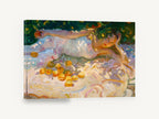 Orange Grove Rest, reclining figure under orange tree impressionist, floral canvas wall art print ready to hang
