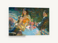 Garden Table Toast, garden party figures impressionist painting, floral canvas wall art print ready to hang