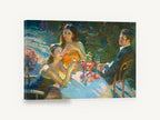 Garden Table Toast, garden party figures impressionist painting, floral canvas wall art print ready to hang