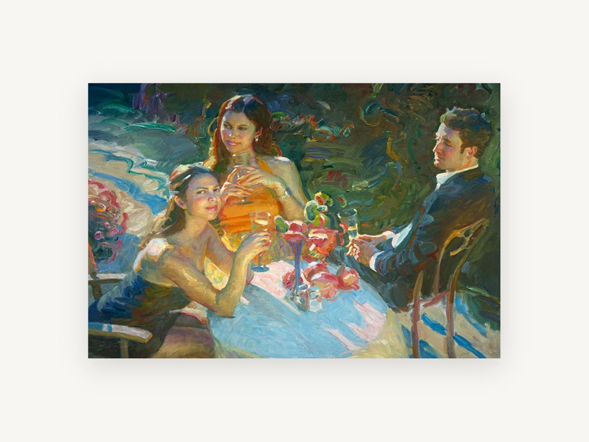 Garden Table Toast, floral canvas wall art print, front view