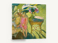 Girl in Pink Garden, girl in garden with flower vase impressionist, floral canvas wall art print ready to hang