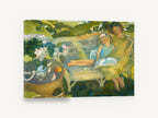 Reading in the Garden, mother and child garden reading impressionist, floral canvas wall art print ready to hang
