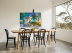 Porch Afternoon Stretch floral canvas print on the wall of a dining room