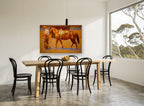 Saddled Chestnut at Dusk animal canvas print on the wall of a dining room