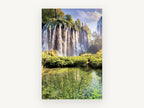 Emerald Falls Pool, floral canvas wall art print, front view