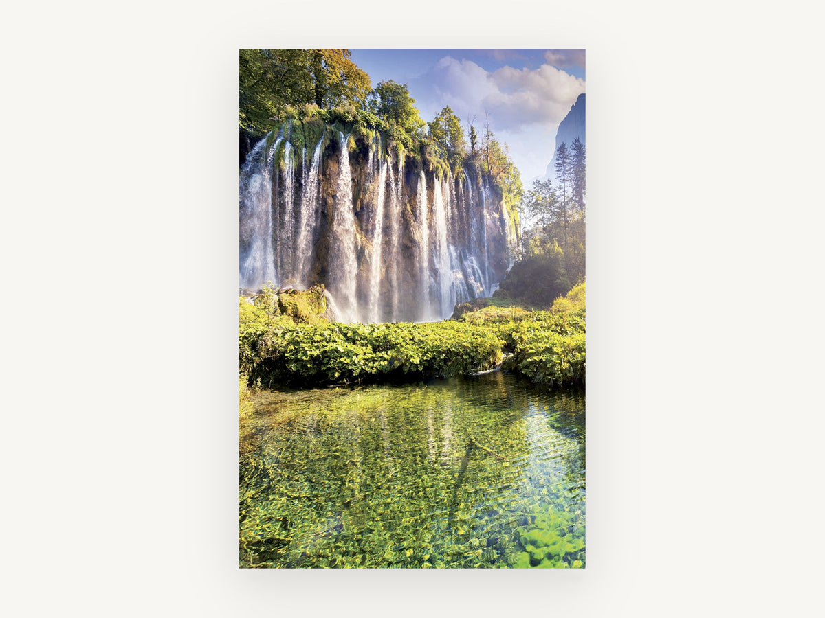 Emerald Falls Pool, floral canvas wall art print, front view