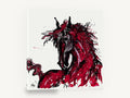 Crimson Stallion Splash, red and black abstract horse art, animal canvas wall art print ready to hang