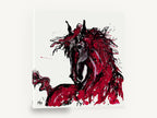 Crimson Stallion Splash, red and black abstract horse art, animal canvas wall art print ready to hang