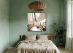 Furled Sail Sepia coastal canvas print on the wall of a bedroom