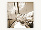 Furled Sail Sepia, coastal canvas wall art print, front view