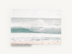 Soft Aqua Shorebreak, curling aqua wave beach photograph, coastal canvas wall art print ready to hang